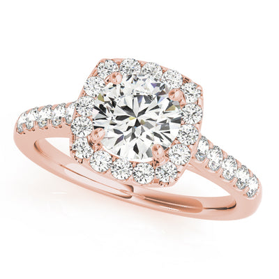 14K Rose Gold 1.5 ctw Diamond Halo Engagement Ring