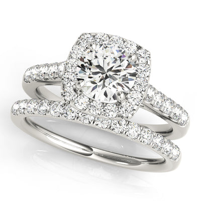 1 CT Round Diamond Halo Engagement Ring