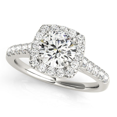 1 CT Round Diamond Halo Engagement Ring
