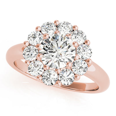 18K Rose Gold 2 CT Diamond Halo Engagement Ring