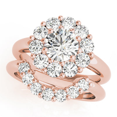 18K Rose Gold 2 CT Diamond Halo Engagement Ring