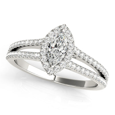 1.0 CT Marquise Diamond Halo Engagement Ring