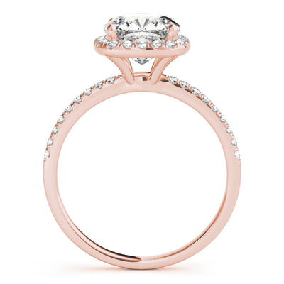 14K Rose Gold Cushion Diamond Halo Engagement Ring
