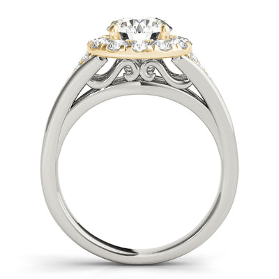 18K Yellow Gold Round Diamond Halo Engagement Ring