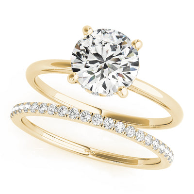 18K Yellow Gold Round Diamond Engagement Ring