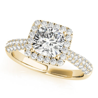 14K Yellow Gold 1.33ctw Cushion Diamond Halo Ring