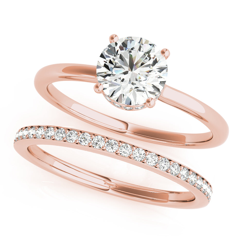 14K Rose Gold 1 CT Round Diamond Engagement Ring