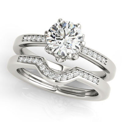 Diamond White Gold Single Row Engagement Ring