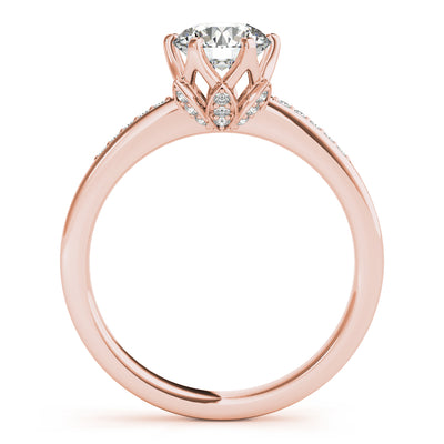 14K Rose Gold Single Row Diamond Engagement Ring