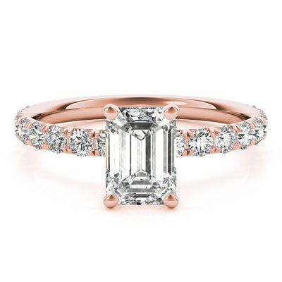 Rose Gold Emerald Diamond Engagement Ring 1/2 CT