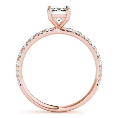 Rose Gold Emerald Diamond Engagement Ring 1/2 CT