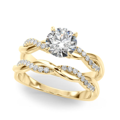 14K Yellow Gold Round Diamond Fashion Ring