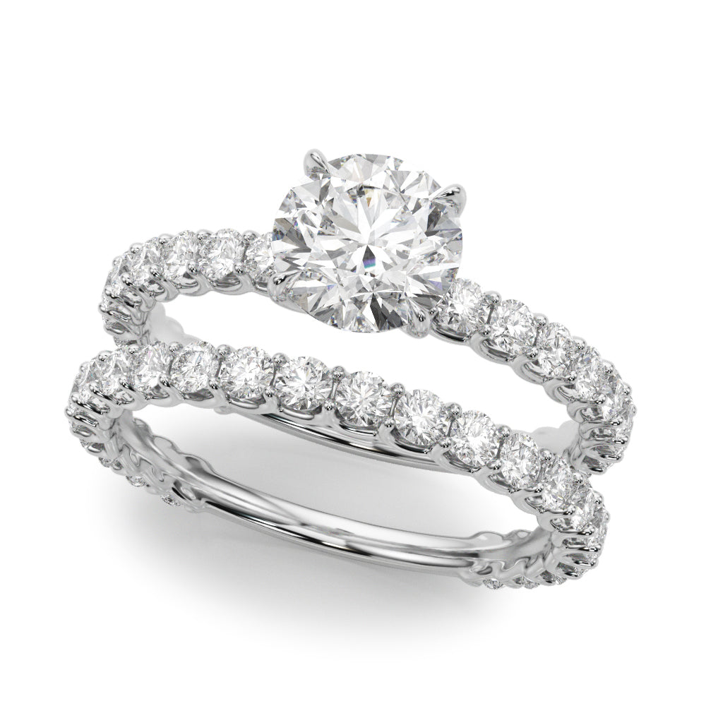 1 Carat Round Diamond Single Row Engagement Ring