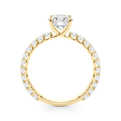 14K Yellow Gold Round Diamond Engagement Ring