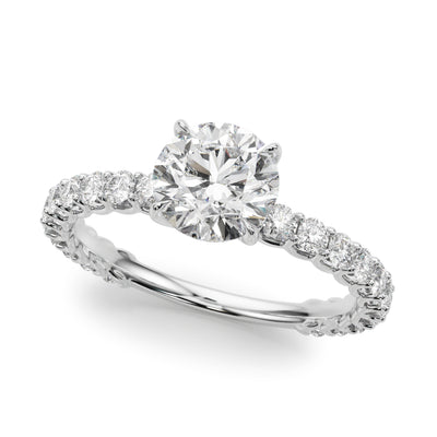 1 Carat Round Diamond Single Row Engagement Ring