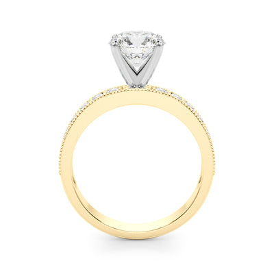 14K Yellow Gold Round Diamond Single Row Ring