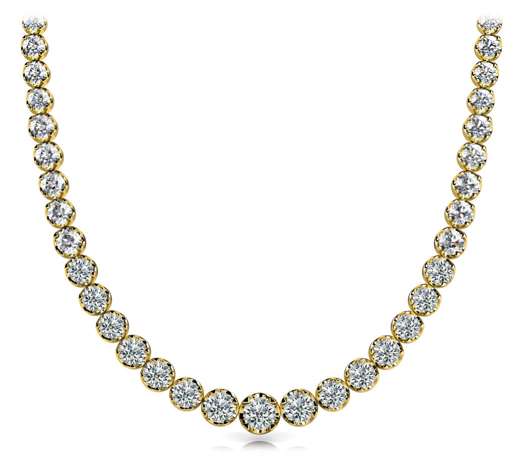 14K Yellow Gold Diamond Graduating Necklace