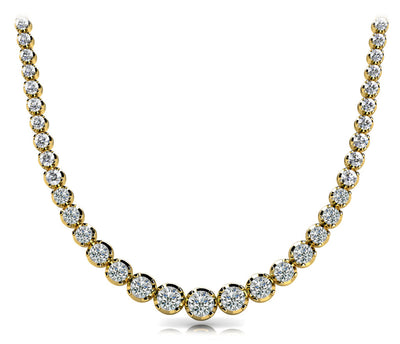 14K Yellow Gold Round Diamond Fashion Necklace