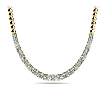 14K Yellow Gold Round Diamond Fashion Necklace