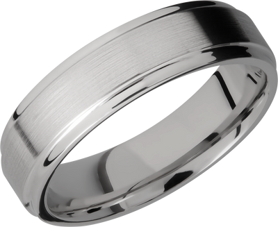 Titanium 6mm flat band with grooved edges