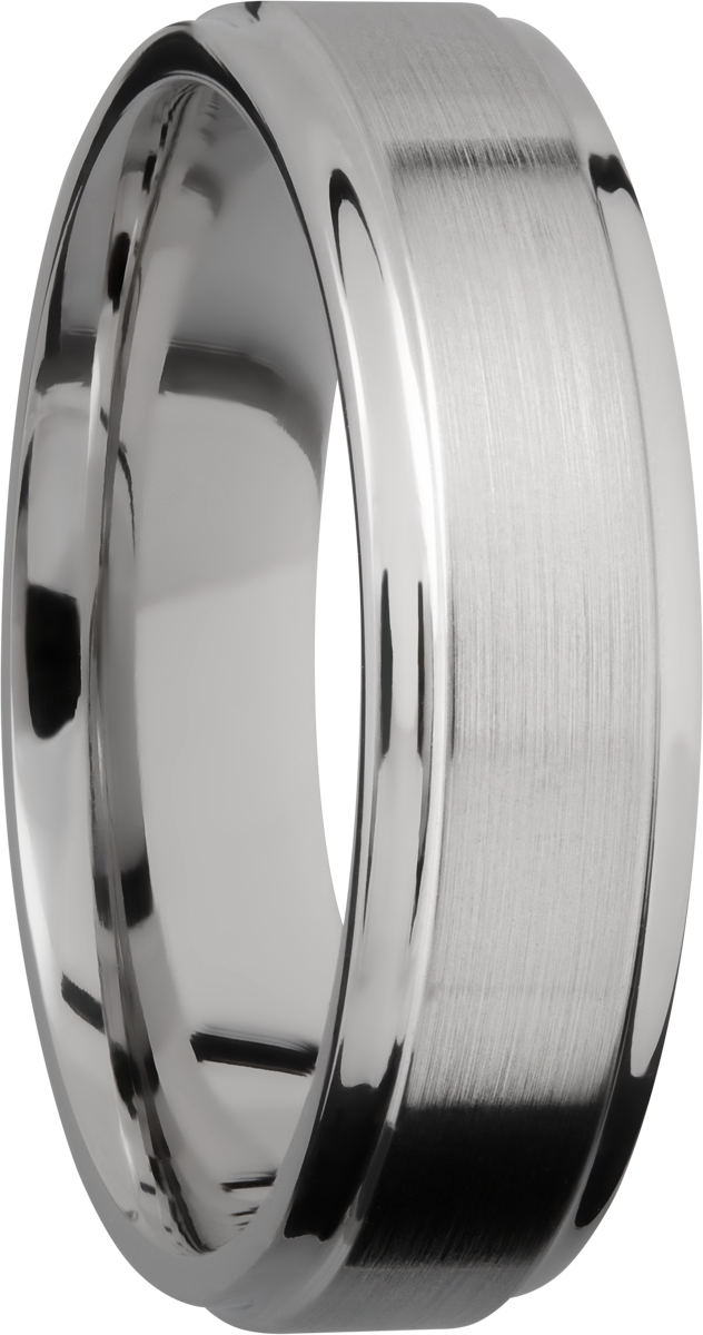 Titanium 6mm flat band with grooved edges