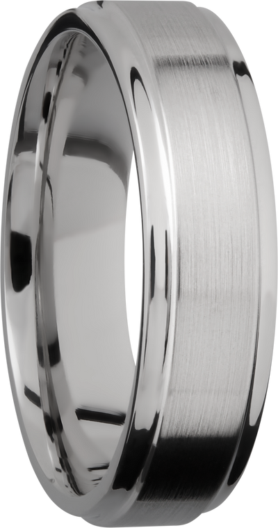 Titanium 6mm flat band with grooved edges