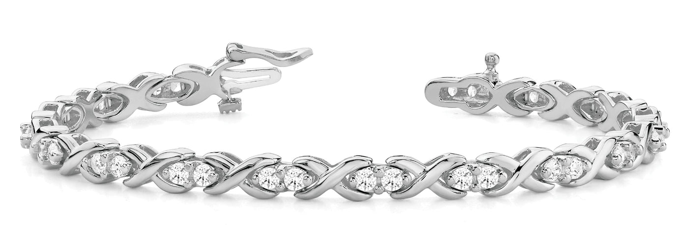 Round Diamond In Line Fashion Bracelet