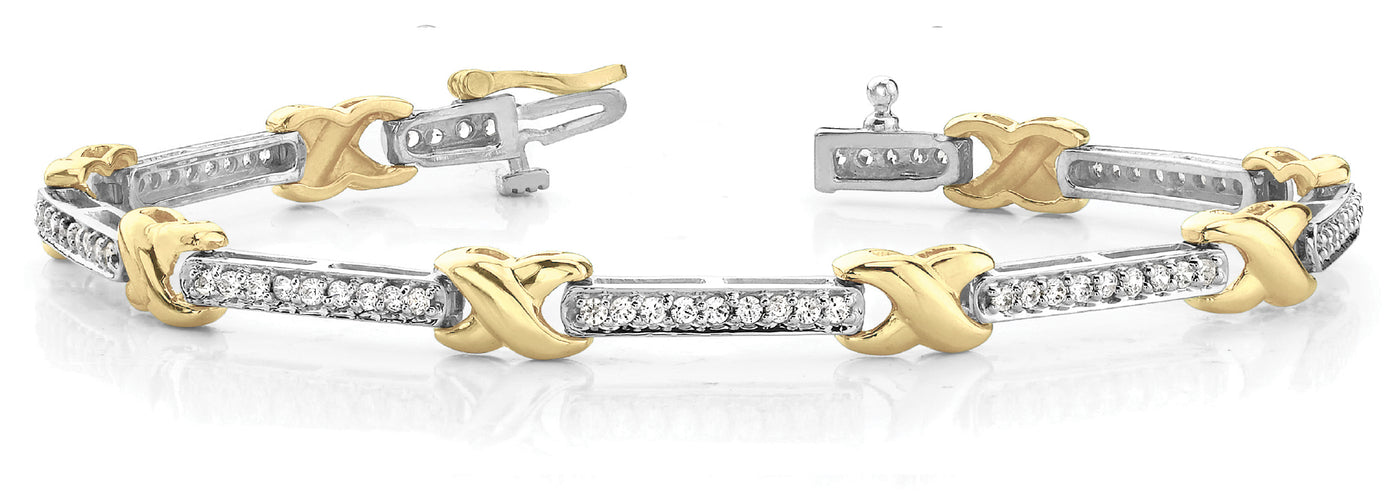 14K Yellow Gold Diamond Fashion Tennis Bracelet