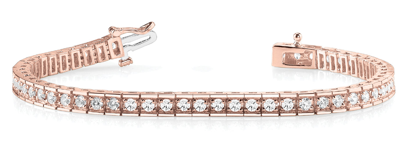 14K Rose Gold Round Diamond Tennis Bracelet