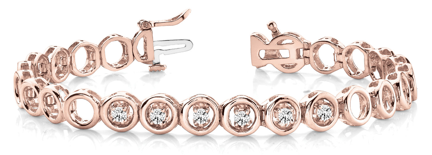 14K Rose Gold 1/4 CT Diamond In-Line Bracelet