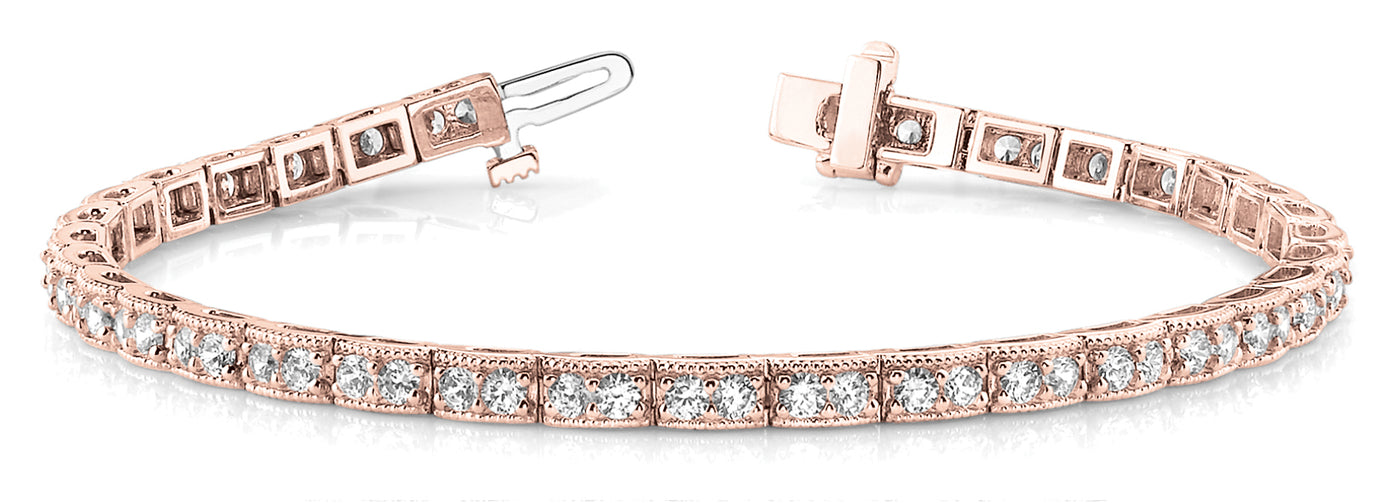 14K Rose Gold Vintage Diamond Tennis Bracelet