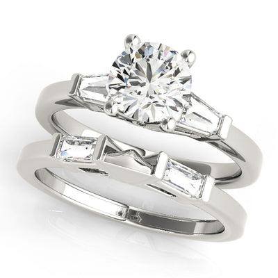 0.75 CT Round Diamond Ring with Baguette Accents