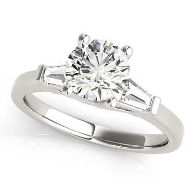1.0 CT Round Diamond Engagement Ring with Baguettes