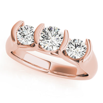 14K Rose Gold 1 CT Diamond Three-Stone Engagement Ring