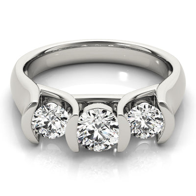 1 CT Round Diamond Three Stone Engagement Ring