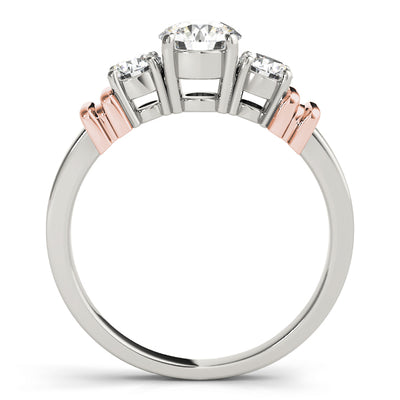 14K Rose Gold Round Diamond Three-Stone Engagement Ring