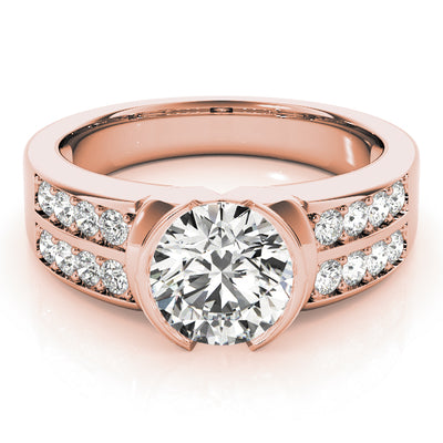 14K Rose Gold Pave Diamond Engagement Ring 1 ctw