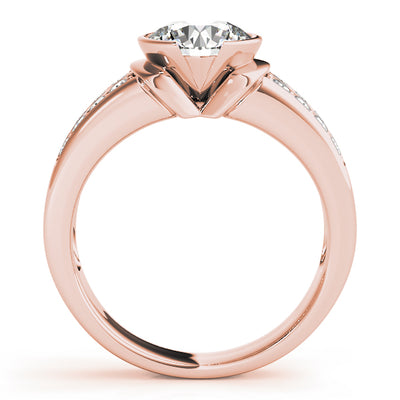 14K Rose Gold Pave Diamond Engagement Ring 1 ctw
