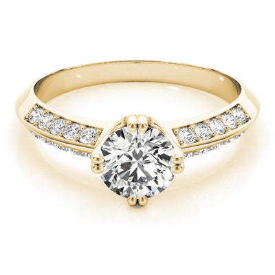 14K Yellow Gold Diamond Pave Engagement Ring 1 ctw