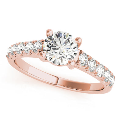 14K Rose Gold 1 CT Diamond Single Row Engagement Ring