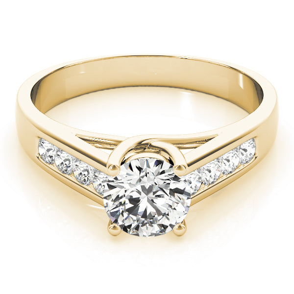 14K Yellow Gold Round Diamond Trellis Engagement Ring
