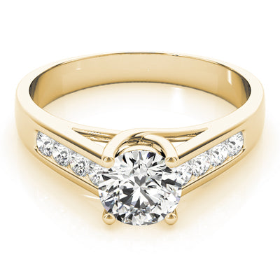 14K Yellow Gold Round Diamond Trellis Engagement Ring