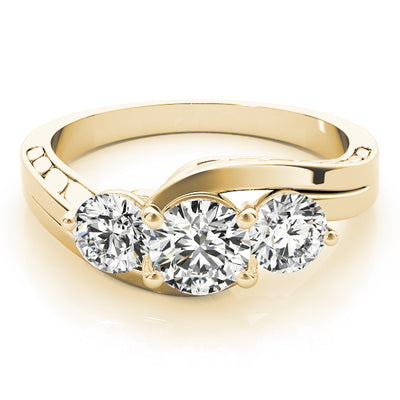 18K Yellow Gold 1 ct Diamond Three-Stone Engagement Ring
