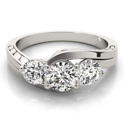 1 CT Round Diamond Three Stone Engagement Ring