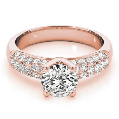 14K Rose Gold Pave Diamond Engagement Ring 1 CT Center
