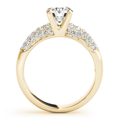 14K Yellow Gold Round Diamond Pave Engagement Ring