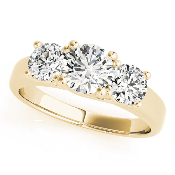 18K Yellow Gold 1 ct Diamond Three-Stone Engagement Ring