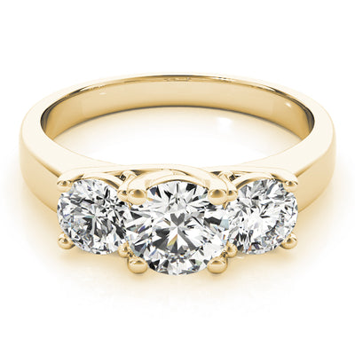 18K Yellow Gold 1 ct Diamond Three-Stone Engagement Ring