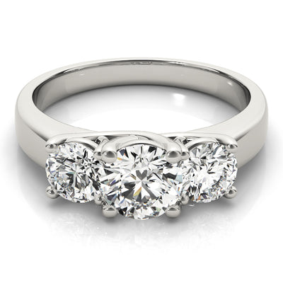 1 CT Round Diamond Three Stone Engagement Ring