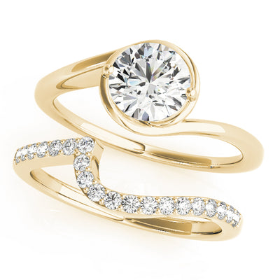 18K Yellow Gold 1 CT Round Diamond Engagement Ring